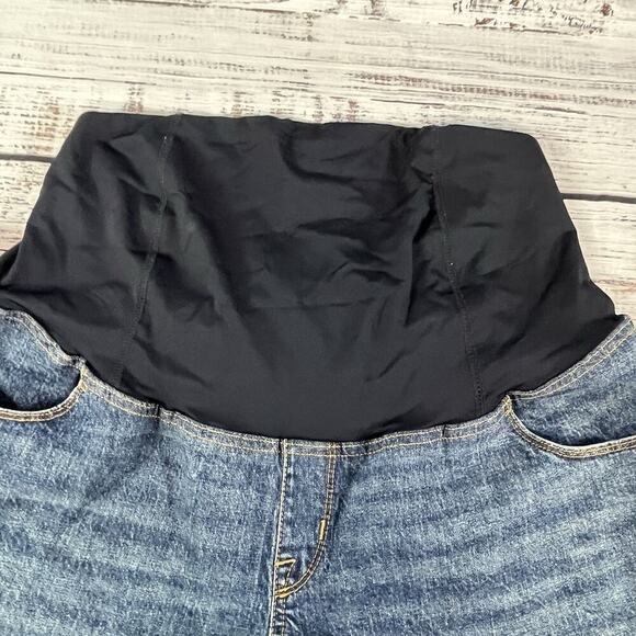 Isabel Maternity Denim Jean Shorts sz 14/32 Midi Short Crossover Panel 4"Inseam - Picture 2 of 10